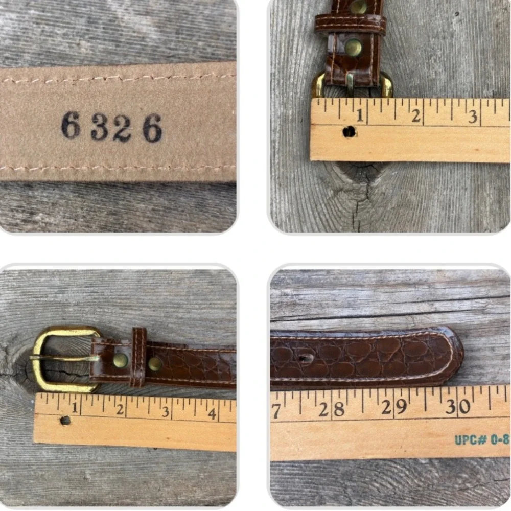 Vintage Ralph Lauren Brown Leather Belt with Brass RL Buckle Size 30